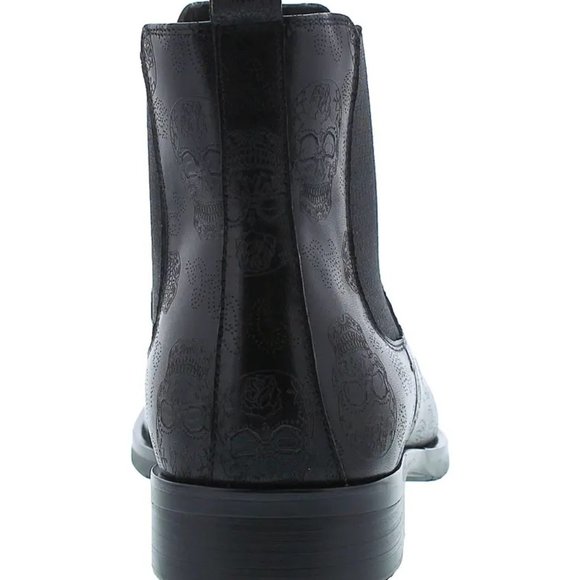 Robert Graham Big Bang Skull Embossed Chelsea Leather Boot in Black